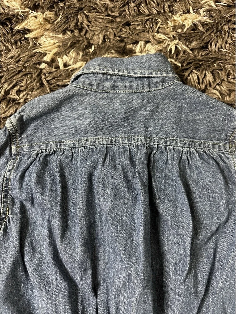 Polo Ralph Lauren Girls Denim Dress Button Front Long Sleeve Blue Size 8